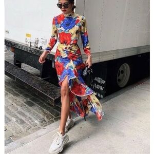 NWT RIXO Lucy - Diana Floral High Neck Backless Dress